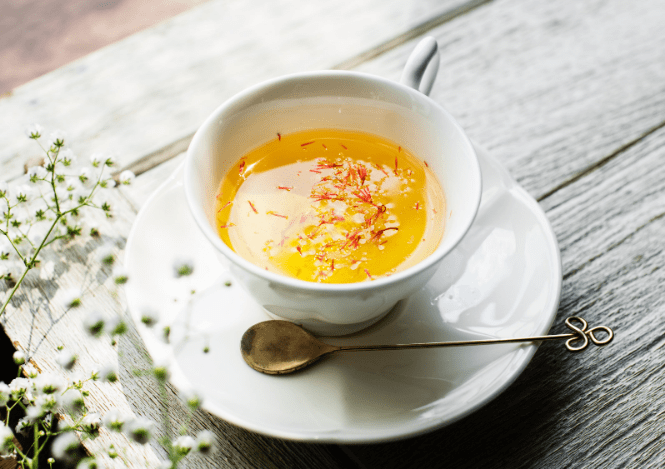 herbal tea served in a white cup